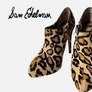 Sam Edelman “Ria” Leopard Calf-hair Booties.